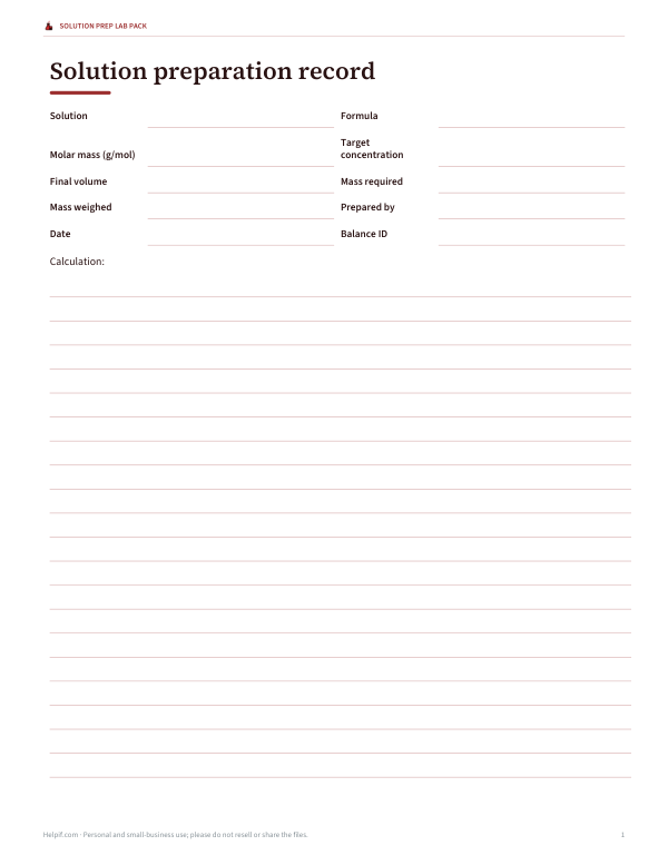 Preview of Printable Solution Prep Worksheet