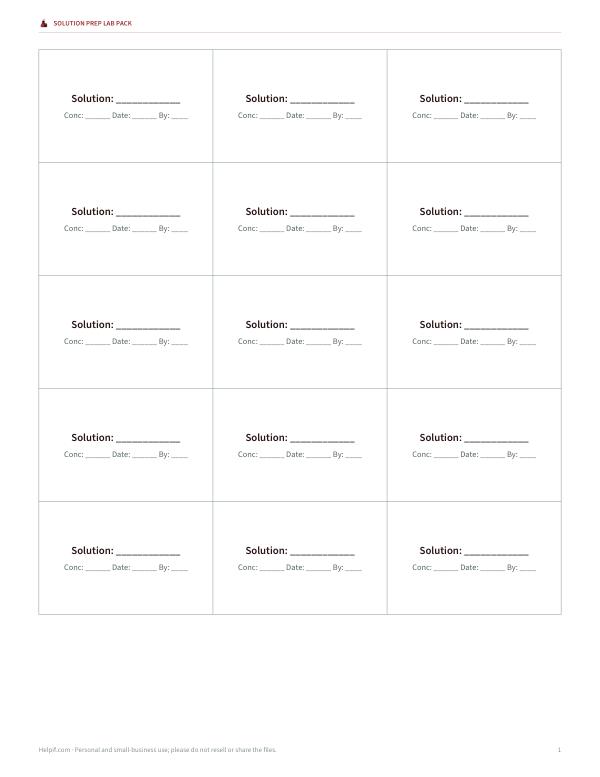 Preview of Printable Reagent Labels PDF